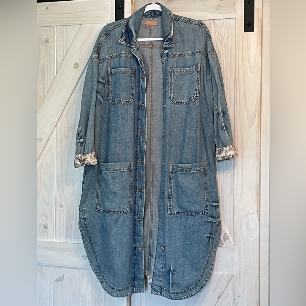 Anthropologie Pilcro XS Denim long jacket Shacket mid-calf coat